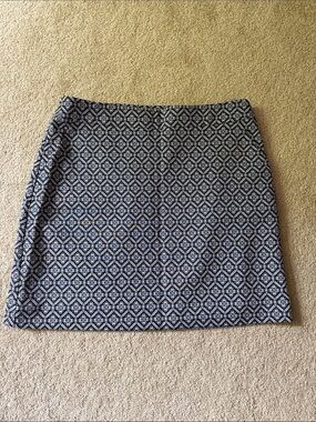 LOFT Navy and White Geometric Mini Skirt